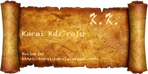 Karai Károly névjegykártya